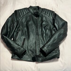 Women’s Black Leather Jacket motorcycle jacket L
